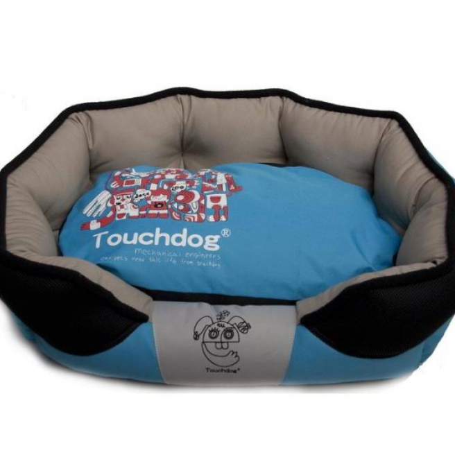 Touchdog Blue/Black Dog Bed Washable